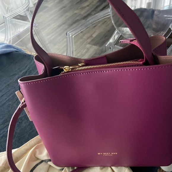 EVB Burgundy Leather Handbag Authentic - Picture 2 of 8